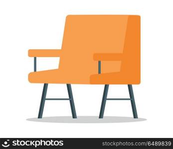 Armchair vector in flat style design. Classic furniture for hall or living room. Illustration for apartment interior design concepts, furniture shops advertising, app icons. Isolated on white. Armchair Vector Illustration in Flat Design. Armchair Vector Illustration in Flat Design