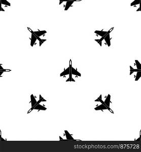 Armed fighter jet pattern repeat seamless in black color for any design. Vector geometric illustration. Armed fighter jet pattern seamless black