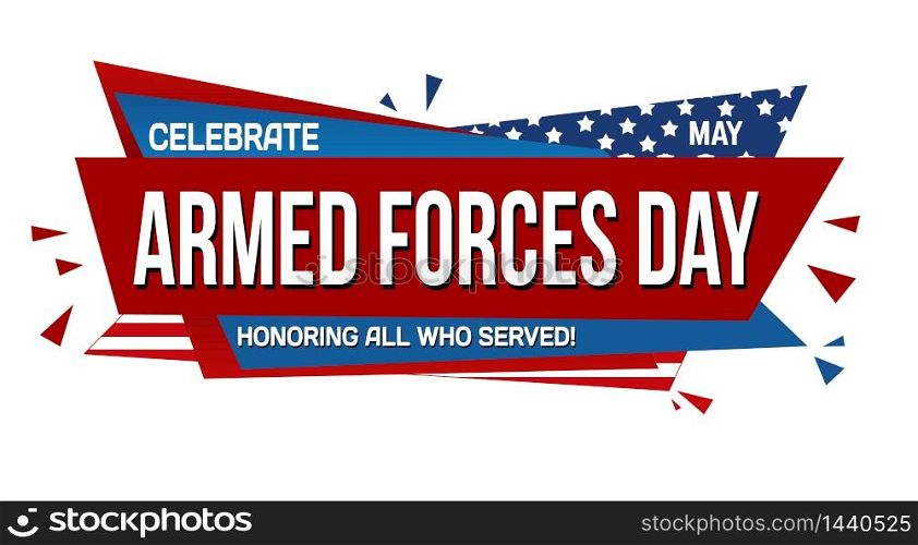 Armed forces day banner design on white background, vector illustration