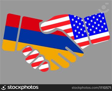 Armenia and USA flags Handshake vector illustration Eps 10. Armenia and USA flags Handshake vector