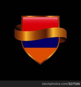 Armenia flag Golden badge design vector