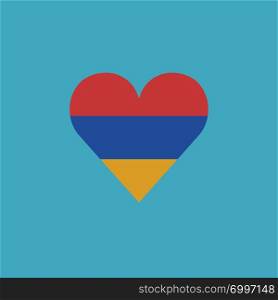 Armenia flag icon in a heart shape in flat design. Independence day or National day holiday concept.
