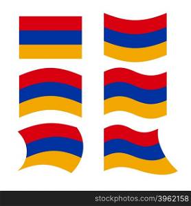 Armenia flag. Set of flags of Armenian Republic in various forms. Evolving Armenian state flag in South Caucasus.&#xA;&#xA;