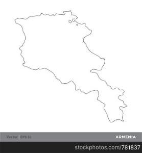 Armenia - Outline Europe Country Map Vector Template, stroke editable Illustration Design. Vector EPS 10.