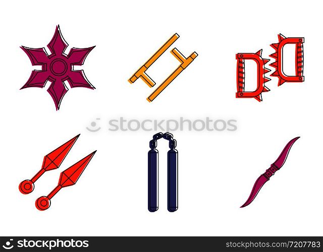 Armor icon set. Color outline set of armor vector icons for web design isolated on white background. Armor icon set, color outline style