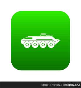 Armored personnel carrier icon digital green for any design isolated on white vector illustration. Armored personnel carrier icon digital green