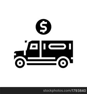 armored truck transport glyph icon vector. armored truck transport sign. isolated contour symbol black illustration. armored truck transport glyph icon vector illustration