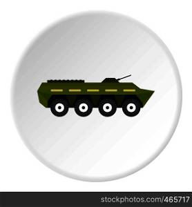 Armoured troop carrier icon in flat circle isolated on white background vector illustration for web. Armoured troop carrier icon circle