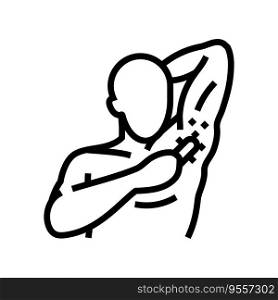 armpit hair removal male line icon vector. armpit hair removal male sign. isolated contour symbol black illustration. armpit hair removal male line icon vector illustration