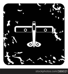 Army biplane icon. Grunge illustration of plane vector icon for web design. Army biplane icon, grunge style