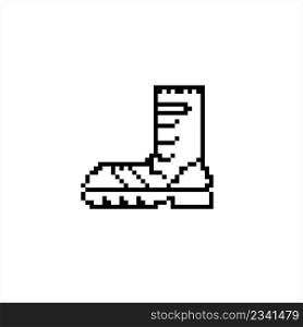 Army Boot Icon Pixel Art, Combat Leather Boot, Para Trooper, Tactical Military Boot Vector Art Illustration, Digital Pixelated Form