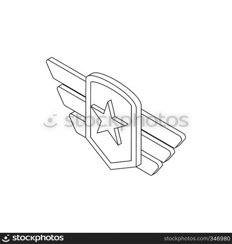 Army emblem icon in isometric 3d style on a white background. Army emblem icon, isometric 3d style