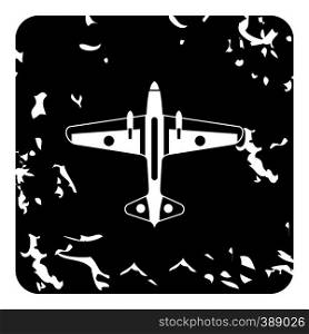 Army fighter icon. Grunge illustration of plane vector icon for web design. Army fighter icon, grunge style