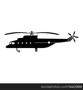 Army helicopter icon. Simple illustration of army helicopter vector icon for web design isolated on white background. Army helicopter icon, simple style