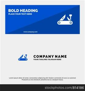 Army, Knife, Multi tool, Pocket Knife, Swiss SOlid Icon Website Banner and Business Logo Template