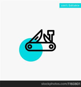 Army, Knife, Multi tool, Pocket Knife, Swiss turquoise highlight circle point Vector icon