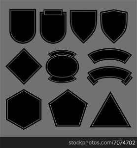 Army patches or military badges template design. Black shape form. Vector illustration. Army patches or military badges template design