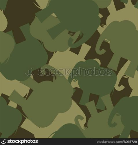Army Pattern elephant. Camo background of green elephant. Military seamless ornament from animal jungle.&#xA;