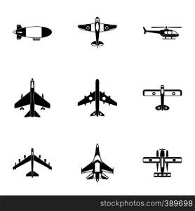Army planes icons set. Simple illustration of 9 army planes vector icons for web. Army planes icons set, simple style