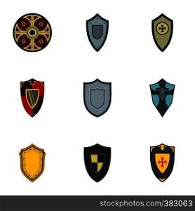 Army shield icons set. Flat illustration of 9 army shield vector icons for web. Army shield icons set, flat style