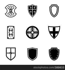 Army shield icons set. Simple illustration of 9 army shield vector icons for web. Army shield icons set, simple style