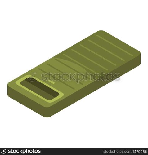 Army sleeping bag icon. Isometric of army sleeping bag vector icon for web design isolated on white background. Army sleeping bag icon, isometric style