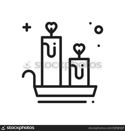 Aroma candle line icon. Heart sign and symbol. Love romantic spa aromatherapy aroma wellness relaxation theme