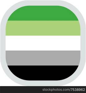 Aromantic pride flag, rounded square shape icon on white background, vector illustration. rounded square with flag pride lgbt