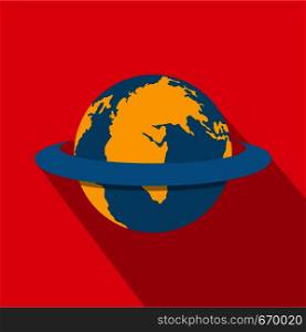 Around the earth icon. Flat illustration of around the earth vector icon for web. Around the earth icon, flat style.