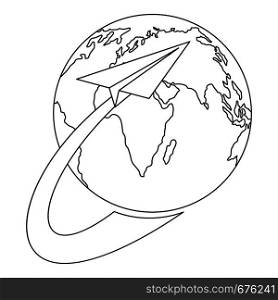 Around the earth icon. Outline illustration of around the earth vector icon for web. Around the world icon, outline style.