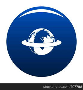 Around the earth icon vector blue circle isolated on white background . Around the earth icon blue vector