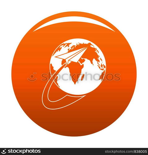 Around the world icon. Simple illustration of around the world vector icon for any design orange. Around the world icon vector orange