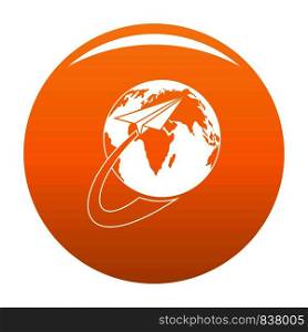 Around the world icon. Simple illustration of around the world vector icon for any design orange. Around the world icon vector orange