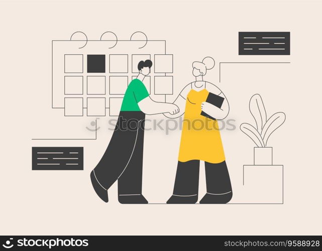 Arrange appointment abstract concept vector illustration. Arrange visit, book appointment, initiate interview, apply for job, send request, website menu bar, user experience abstract metaphor.. Arrange appointment abstract concept vector illustration.