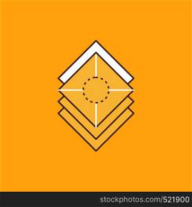Arrange, design, layers, stack, layer Flat Line Filled Icon. Beautiful Logo button over yellow background for UI and UX, website or mobile application. Vector EPS10 Abstract Template background
