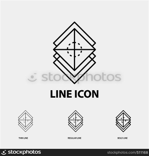 Arrange, design, layers, stack, layer Icon in Thin, Regular and Bold Line Style. Vector illustration. Vector EPS10 Abstract Template background