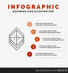 Arrange, design, layers, stack, layer Infographics Template for Website and Presentation. Line Gray icon with Orange infographic style vector illustration. Vector EPS10 Abstract Template background