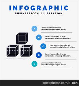 Arrange, design, stack, 3d, box Infographics Template for Website and Presentation. GLyph Gray icon with Blue infographic style vector illustration.. Vector EPS10 Abstract Template background