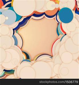 Array of colorful circles with shadows. Abstract background. Paper cut pieces.
