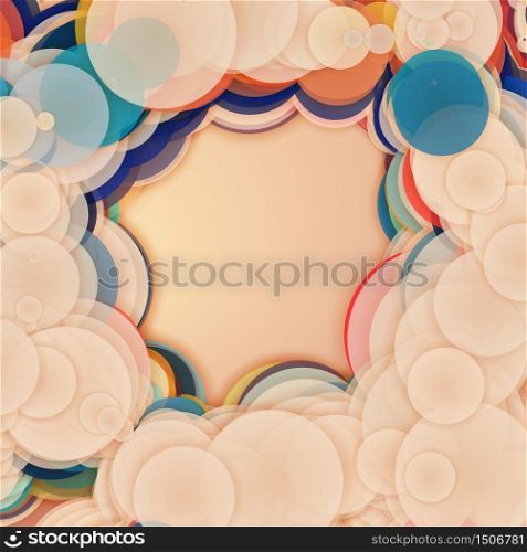 Array of colorful circles with shadows. Abstract background. Paper cut pieces.