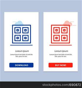 Arrived, Boxes, Delivery, Logistic, Shipping Blue and Red Download and Buy Now web Widget Card Template