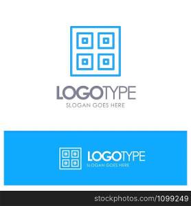 Arrived, Boxes, Delivery, Logistic, Shipping Blue Outline Logo Place for Tagline