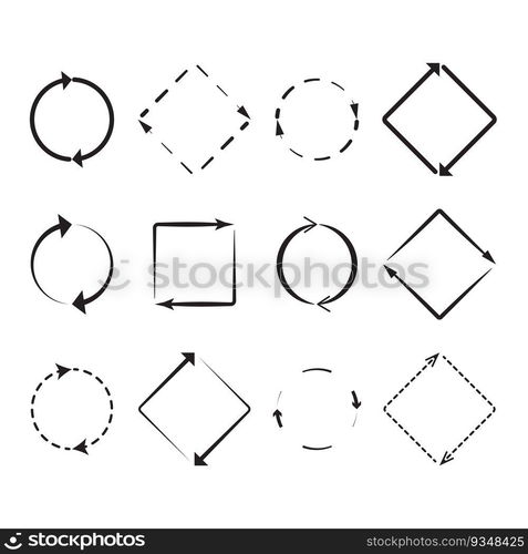 Arrow around set update and exchange. Update icon, upgrade and change, download update st&. Vector illustration. Arrow around set update and exchange