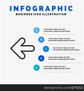 Arrow, Arrows, Back, Point Back Line icon with 5 steps presentation infographics Background