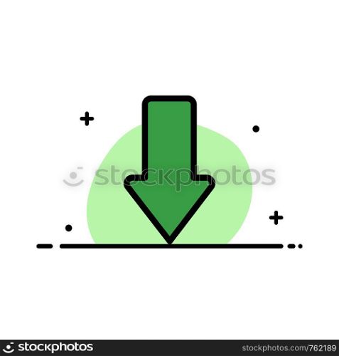 Arrow, Arrows, Down, Download Business Flat Line Filled Icon Vector Banner Template