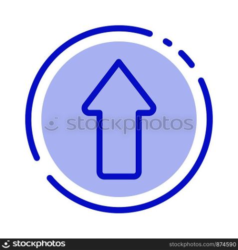 Arrow, Arrows, Up, Upload Blue Dotted Line Line Icon