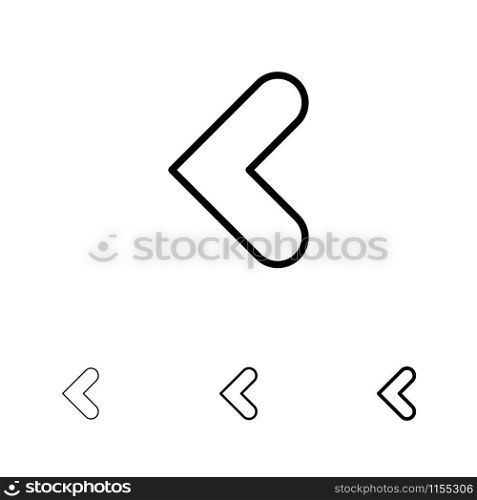 Arrow, Back, Backward, Left Bold and thin black line icon set