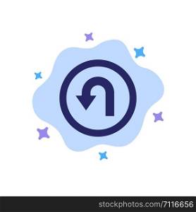 Arrow, Back, Navigation, Way Blue Icon on Abstract Cloud Background