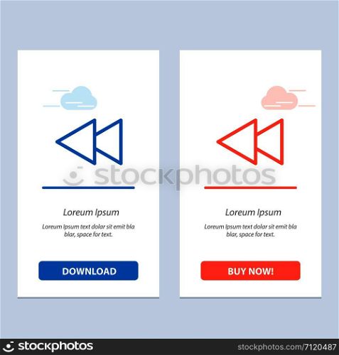 Arrow, Back, Reverse, Rewind Blue and Red Download and Buy Now web Widget Card Template