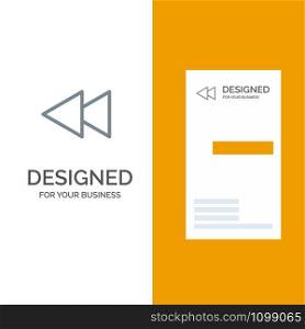 Arrow, Back, Reverse, Rewind Grey Logo Design and Business Card Template